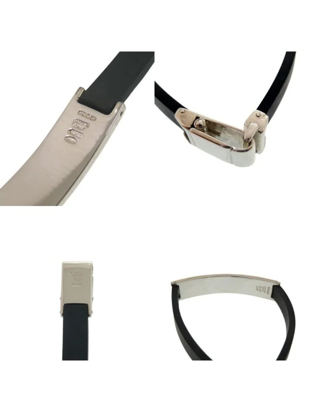 Gucci Rubber 925 Sterling Silver Black Bracelet